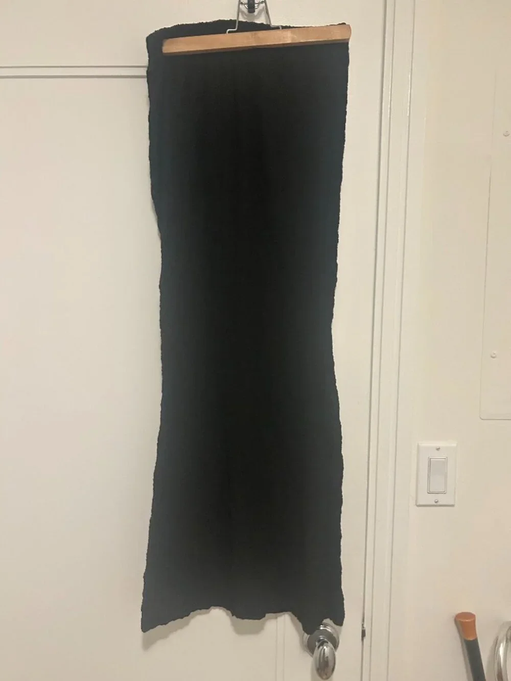 Black Pleated Maxi Skirt by Cider; Medium